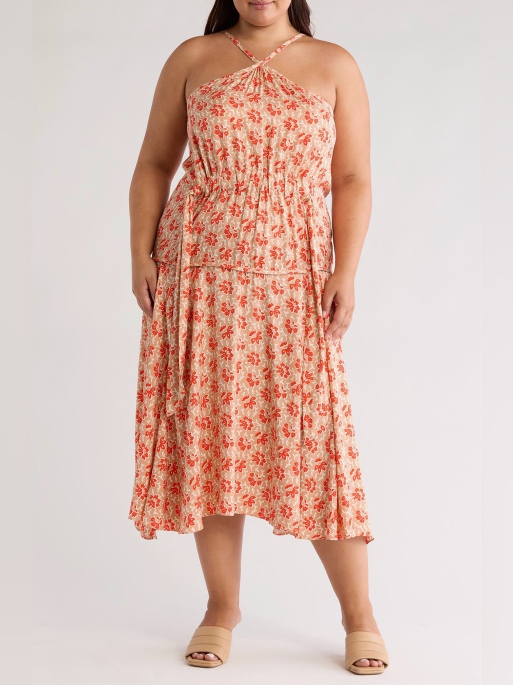 Joie Sloane Floral Midi Halter Dress (Plus) NWT